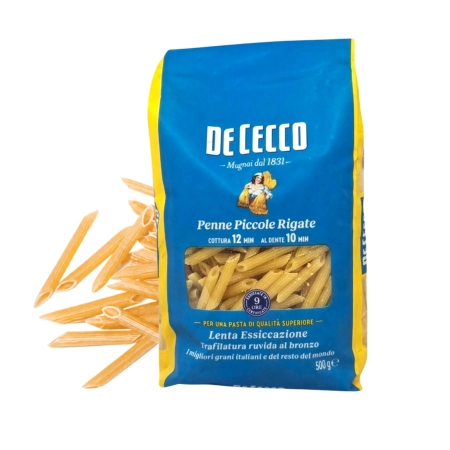 Makaron De Cecco Penne Piccole Rigate n.177 500g - włoska pasta z pszenicy durum, trafilatura na brąz